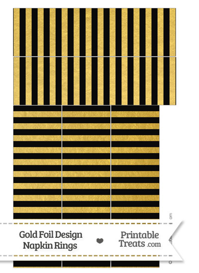 Black and Gold Foil Stripes Napkin Rings from PrintableTreats.com