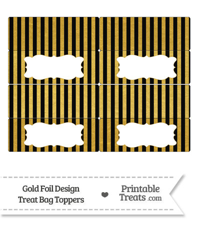Black and Gold Foil Stripes Treat Bag Toppers from PrintableTreats.com