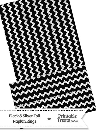 Black and Silver Foil Chevron Napkin Rings from PrintableTreats.com