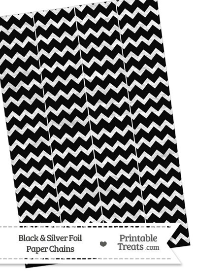 Black and Silver Foil Chevron Paper Chains from PrintableTreats.com