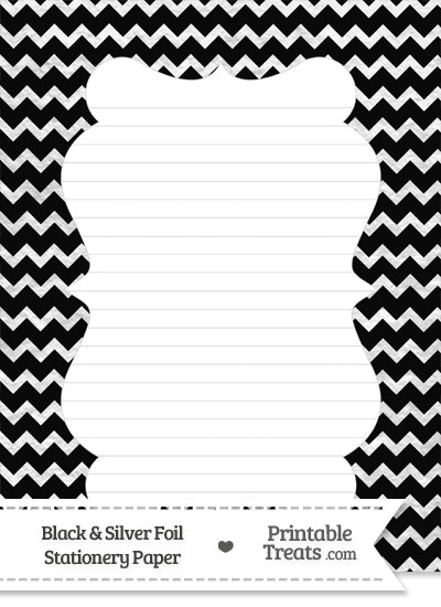 Black and Silver Foil Chevron Stationery Paper from PrintableTreats.com