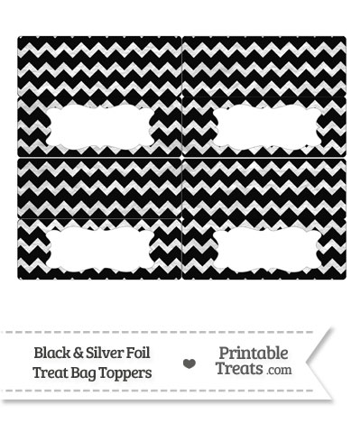 Black and Silver Foil Chevron Treat Bag Toppers from PrintableTreats.com