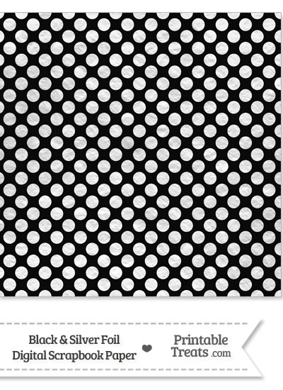 Black and Silver Foil Dots Digital Scrapbook Paper from PrintableTreats.com