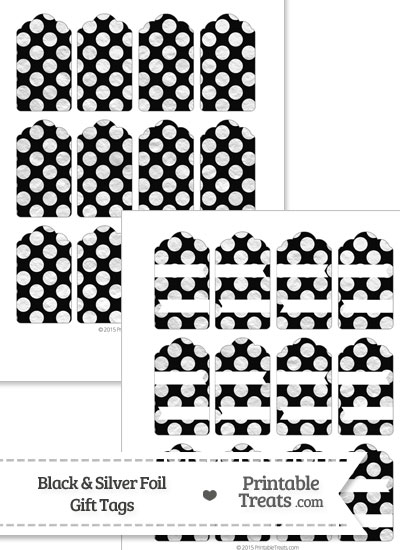 Black and Silver Foil Dots Gift Tags from PrintableTreats.com
