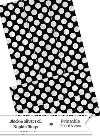 Black and Silver Foil Dots Napkin Rings from PrintableTreats.com