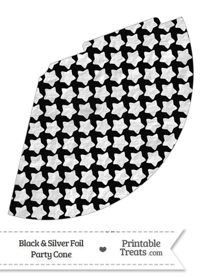 Black and Silver Foil Stars Party Cone from PrintableTreats.com