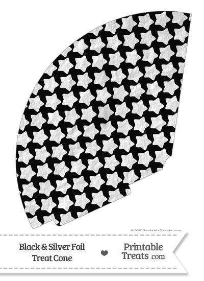 Black and Silver Foil Stars Treat Cone from PrintableTreats.com