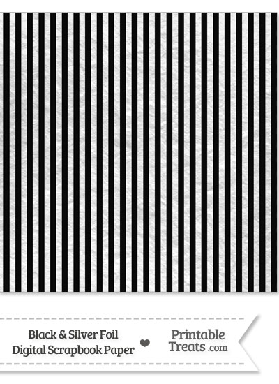 Black and Silver Foil Stripes Digital Scrapbook Paper from PrintableTreats.com