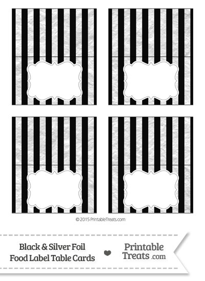 Black and Silver Foil Stripes Food Labels from PrintableTreats.com