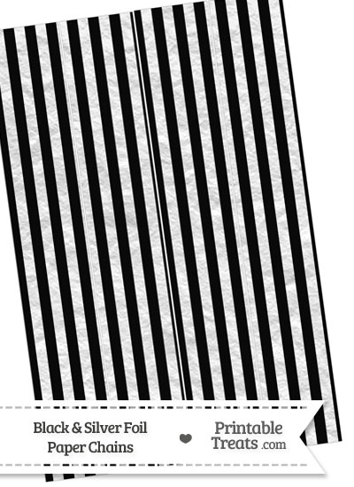 Black and Silver Foil Stripes Paper Chains from PrintableTreats.com