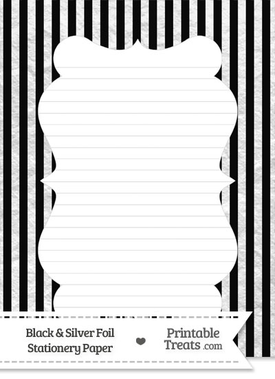 Black and Silver Foil Stripes Stationery Paper from PrintableTreats.com
