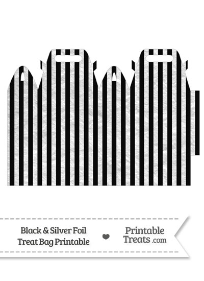 Black and Silver Foil Stripes Treat Bag from PrintableTreats.com