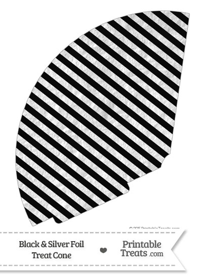 Black and Silver Foil Stripes Treat Cone from PrintableTreats.com