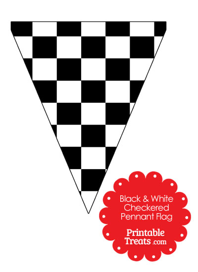 Black and White Checkered Pennant Banner Flag from PrintableTreats.com