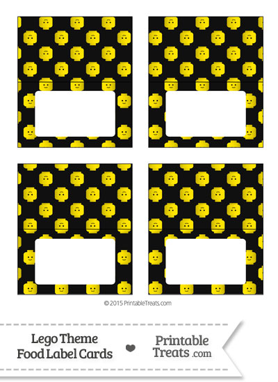 Black Lego Theme Food Label Buffet Cards from PrintableTreats.com