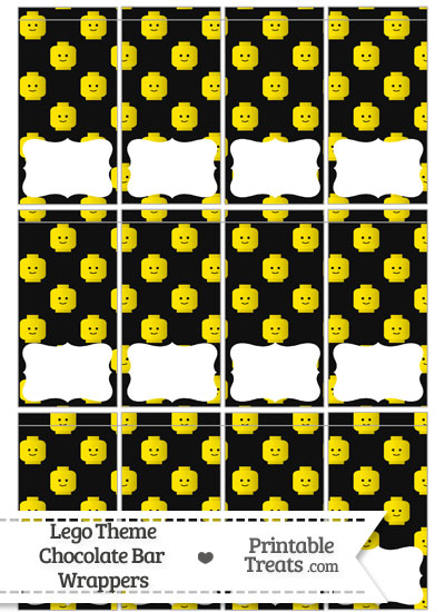 Black Lego Theme Mini Chocolate Bar Wrappers from PrintableTreats.com