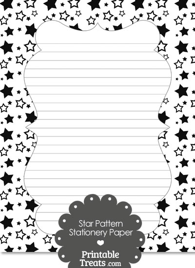 Black Star Pattern Stationery Paper from PrintableTreats.com