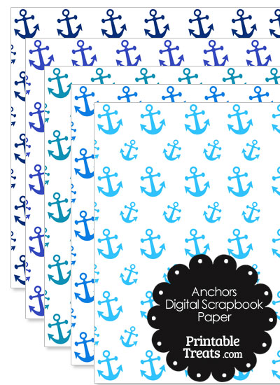 Blue Anchor Digital Scrapbook Paper from PrintableTreats.com