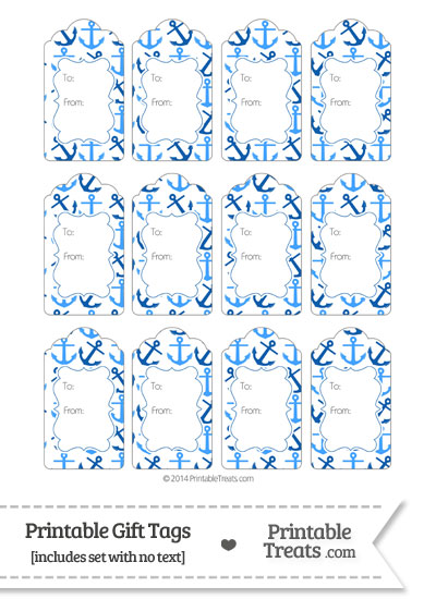 Blue Anchors Gift Tags from PrintableTreats.com