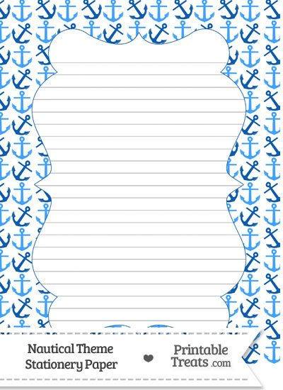 Blue Anchors Stationery Paper from PrintableTreats.com