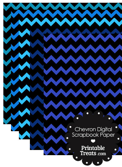 Blue and Black Chevron Digital Scrapbook Paper from PrintableTreats.com