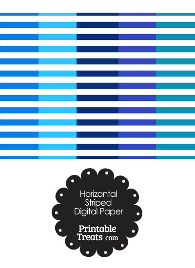 Blue and White Horizontal Striped Digital Scrapbook Paper from PrintableTreats.com