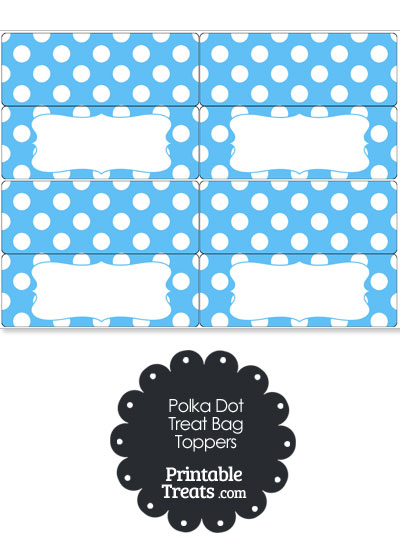 Blue and White Polka Dot Treat Bag Toppers from PrintableTreats.com