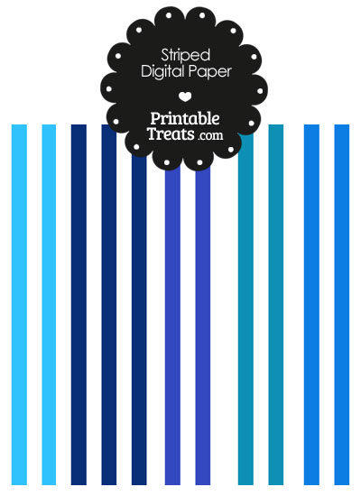 Blue and White Vertical Striped Digital Scrapbook Paper from PrintableTreats.com