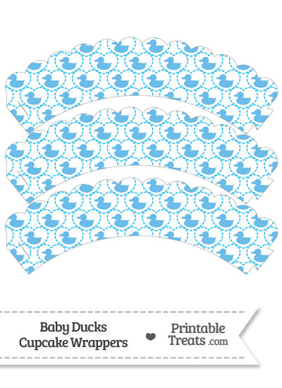 Blue Baby Ducks Scalloped Cupcake Wrappers from PrintableTreats.com