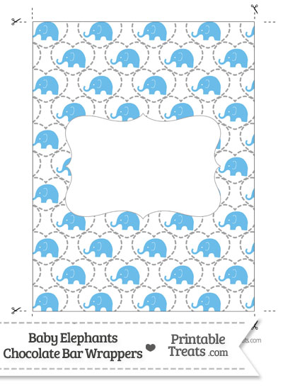 Blue Baby Elephants Chocolate Bar Wrappers from PrintableTreats.com
