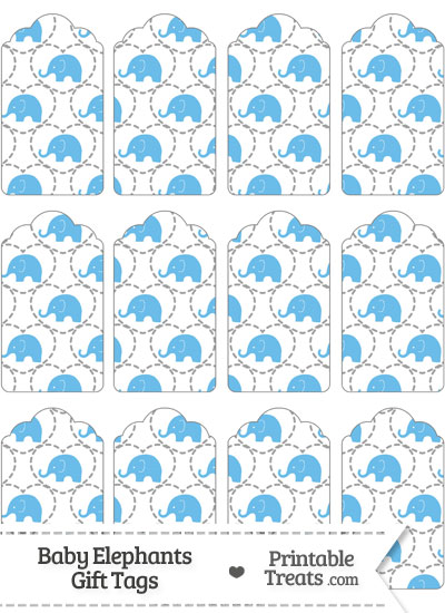 Blue Baby Elephants Gift Tags from PrintableTreats.com