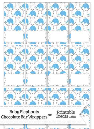 Blue Baby Elephants Mini Chocolate Bar Wrappers from PrintableTreats.com