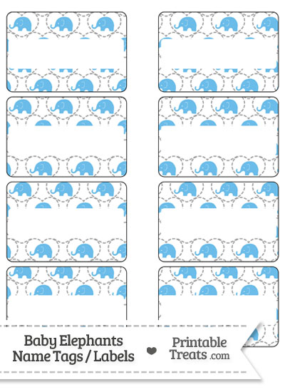 Blue Baby Elephants Name Tags from PrintableTreats.com