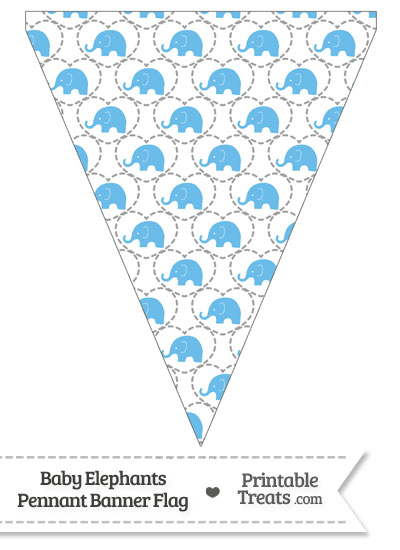 Blue Baby Elephants Pennant Banner Flag from PrintableTreats.com