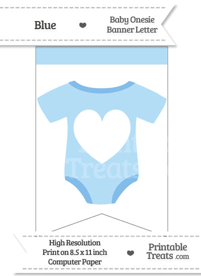 Blue Baby Onesie Bunting Banner Heart End from PrintableTreats.com