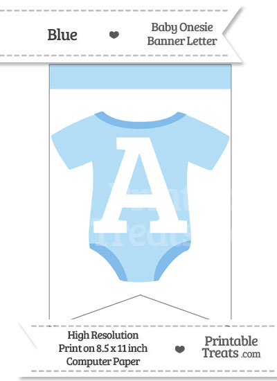 Blue Baby Onesie Bunting Banner Letter A from PrintableTreats.com