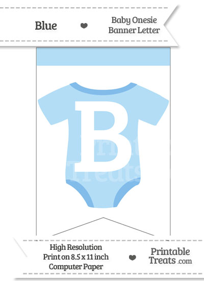 Blue Baby Onesie Bunting Banner Letter B from PrintableTreats.com