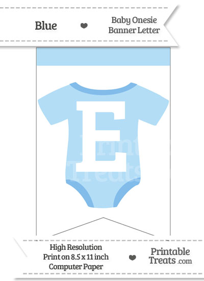 Blue Baby Onesie Bunting Banner Letter E from PrintableTreats.com