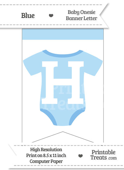 Blue Baby Onesie Bunting Banner Letter H from PrintableTreats.com