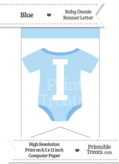 Blue Baby Onesie Bunting Banner Letter I from PrintableTreats.com