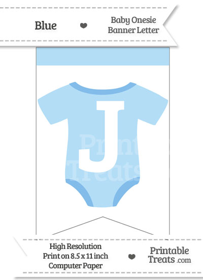 Blue Baby Onesie Bunting Banner Letter J from PrintableTreats.com