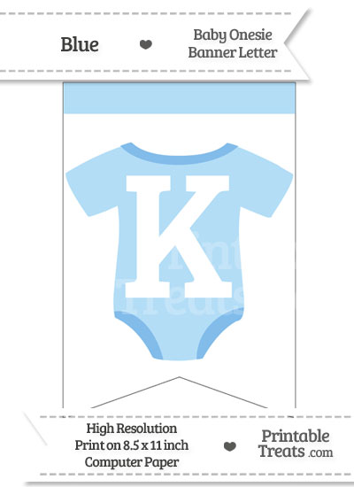 Blue Baby Onesie Bunting Banner Letter K from PrintableTreats.com