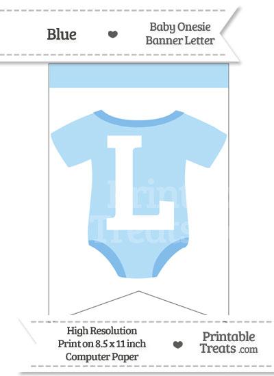 Blue Baby Onesie Bunting Banner Letter L from PrintableTreats.com