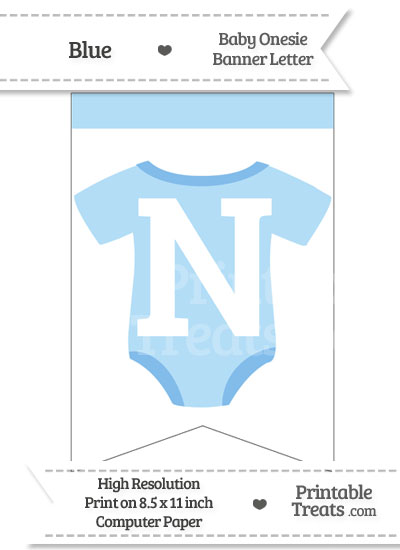 Blue Baby Onesie Bunting Banner Letter N from PrintableTreats.com