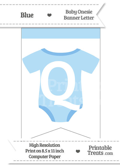 Blue Baby Onesie Bunting Banner Letter Q from PrintableTreats.com