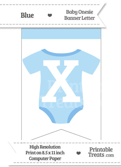 Blue Baby Onesie Bunting Banner Letter X from PrintableTreats.com