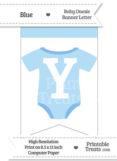 Blue Baby Onesie Bunting Banner Letter Y from PrintableTreats.com