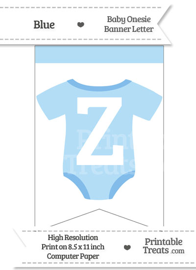 Blue Baby Onesie Bunting Banner Letter Z from PrintableTreats.com