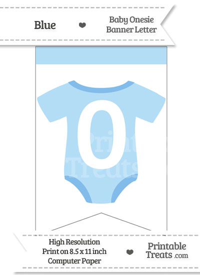 Blue Baby Onesie Bunting Banner Number 0 from PrintableTreats.com