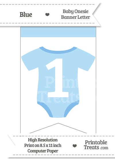 Blue Baby Onesie Bunting Banner Number 1 from PrintableTreats.com